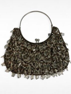 Vintage Beaded Evening Bag / Handbag with Acrylic Lucite-Look Dangling Beads